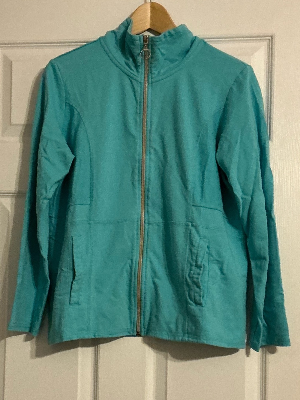 🎉 3 for $15🎉 Vintage Teal  Zip-Up Athleisure Jacket with Stand Collar